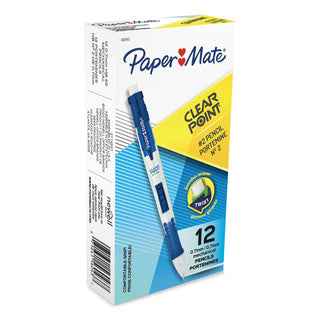 Papermate® Clear Point Mechanical Pencil, 0.7 mm, HB (#2.5), Black Lead, Blue Barrel (PAP56043)