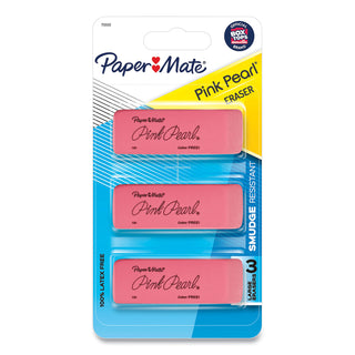 Papermate® Pink Pearl Eraser, Rectangular, Medium, Elastomer, 3/Pack (PAP70502)