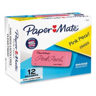 Papermate® Pink Pearl Eraser, Rectangular, Large, Elastomer, 12/Box (PAP70521)