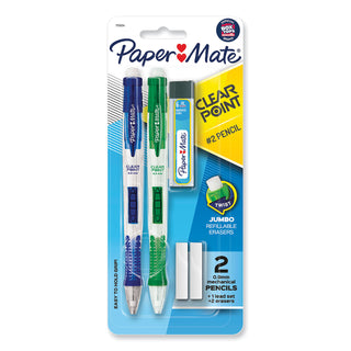 Papermate® Clear Point Mechanical Pencil, 0.9 mm, HB (#2.5), Black Lead, Assorted Barrel Colors, 2/Pack (PAP1759214)