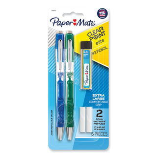 Papermate® Clearpoint Elite Mechanical Pencils, 0.7 mm, HB (#2), Black Lead, Blue and Green Barrels, 2/Pack (PAP1799404)