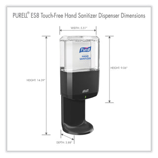 PURELL® ES8 Touch Free Hand Sanitizer Dispenser, 1200 mL, 5.25" x 8.56" x 12.13", Graphite (GOJ772401)