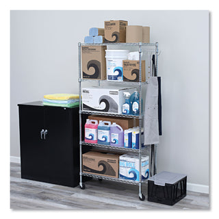 Alera® 5-Shelf Wire Shelving Kit with Casters and Shelf Liners, 36w x 18d x 72h, Silver (ALESW653618SR)