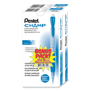 Pentel® Champ Mechanical Pencil, 0.7 mm, HB (#2.5), Black Lead, Blue Barrel, 24/Pack (PENAL17CSWUS)
