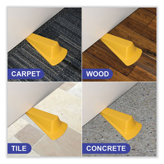 Master Caster® Giant Foot Doorstop, No-Slip Rubber Wedge, 3.5w x 6.75d x 2h, Safety Yellow (MAS00966)