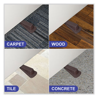 Master Caster® Big Foot Doorstop, No Slip Rubber Wedge, 2.25w x 4.75d x 1.25h, Brown, 2/Pack (MAS00971)