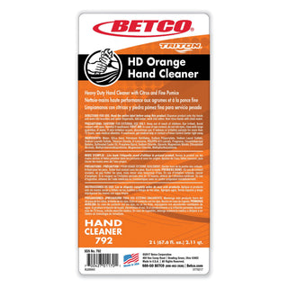 Betco® HD Orange Hand Cleaner Refill, Citrus Zest, 2 L Refill Bottle, 6/Carton (BET7926200CT)