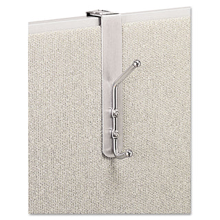 Safco® Over-The-Panel Double-Garment Hook, Satin Aluminum/Chrome (SAF4167)