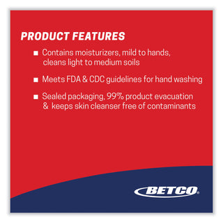 Betco® Foaming Antibacterial Skin Cleanser - Foam - 1.06 quart - Applicable on Hand - Skin - Anti-bacterial, Moisturising, Non-irritating - 6 / Carton (BET7512900CT)