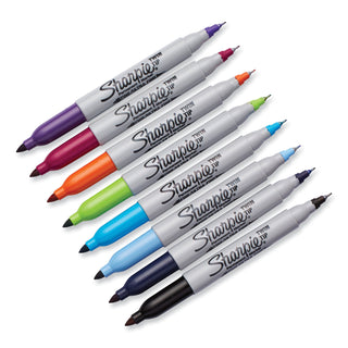 Sharpie® Twin-Tip Permanent Marker, Fine/Extra-Fine Bullet Tip, Assorted Colors, 8/Set (SAN33861PP)