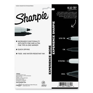 Sharpie® Twin-Tip Permanent Marker, Fine/Extra-Fine Bullet Tip, Assorted Colors, 8/Set (SAN33861PP)