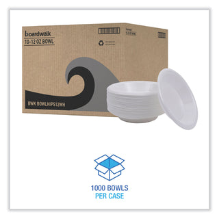 Boardwalk® Hi-Impact Plastic Dinnerware, Bowl, 10 to 12 oz, White, 1,000/Carton (BWKBOWLHIPS12WH)