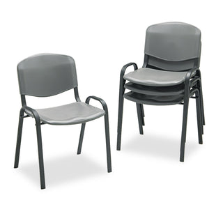 Safco® Stacking Chair, Charcoal Seat/Charcoal Back, Black Base, 4/Carton (SAF4185CH)