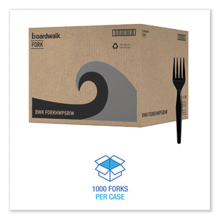 Boardwalk® Heavyweight Wrapped Polystyrene Cutlery, Fork, Black, 1,000/Carton (BWKFORKHWPSBIW)