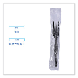 Boardwalk® Heavyweight Wrapped Polystyrene Cutlery, Fork, Black, 1,000/Carton (BWKFORKHWPSBIW)