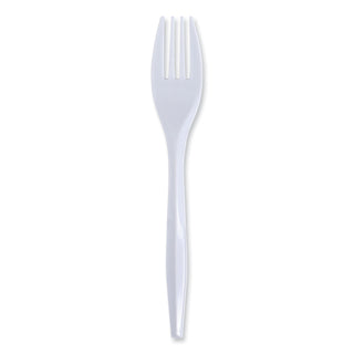 Boardwalk® Mediumweight Wrapped Polypropylene Cutlery, Fork, White, 1000/Carton (BWKMWFIW)