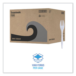 Boardwalk® Mediumweight Wrapped Polypropylene Cutlery, Fork, White, 1000/Carton (BWKMWFIW)