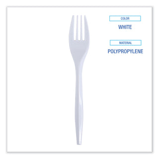 Boardwalk® Mediumweight Wrapped Polypropylene Cutlery, Fork, White, 1000/Carton (BWKMWFIW)