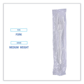 Boardwalk® Mediumweight Wrapped Polypropylene Cutlery, Fork, White, 1000/Carton (BWKMWFIW)