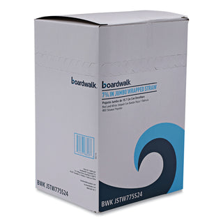 Boardwalk® Wrapped Jumbo Straws, 7.75", Plastic, White/Red Stripe, 400/Pack, 25 Packs/Carton (BWKJSTW775S24)