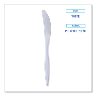 Boardwalk® Mediumweight Wrapped Polypropylene Cutlery, Knives, White, 1,000/Carton (BWKKNIFEIW)