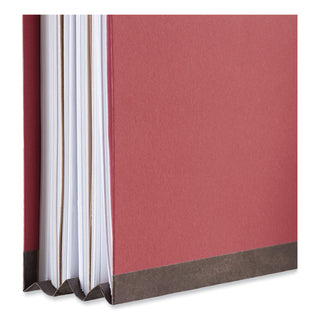 Universal® Bright Colored Pressboard Classification Folders, 2" Expansion, 2 Dividers, 6 Fasteners, Legal Size, Ruby Red, 10/Box (UNV10313)