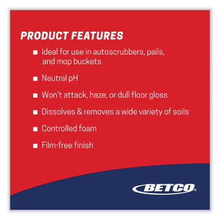 Betco® pH7 Floor Cleaner, Lemon Scent, 5 gal Bag-in-Box, 4/Carton (BET138B500)