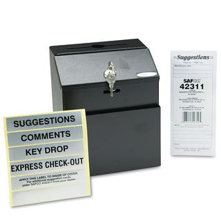 Safco® Steel Suggestion/Key Drop Box with Locking Top, 7 x 6 x 8 1/2 (SAF4232BL)