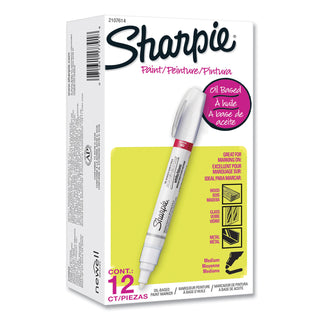Sharpie® Permanent Paint Marker, Medium Bullet Tip, White, Dozen (SAN2107614)