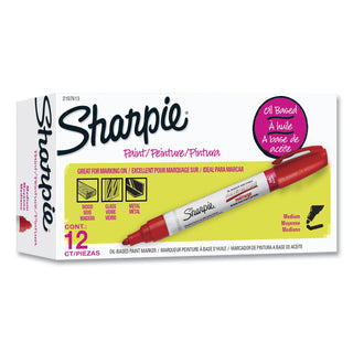 Sharpie® Permanent Paint Marker, Medium Bullet Tip, Red, Dozen (SAN2107613)