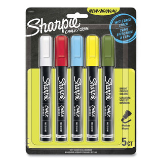 Sharpie® Wet-Erase Chalk Marker, Medium Bullet Tip, Assorted, 5/Pack (SAN2103011)