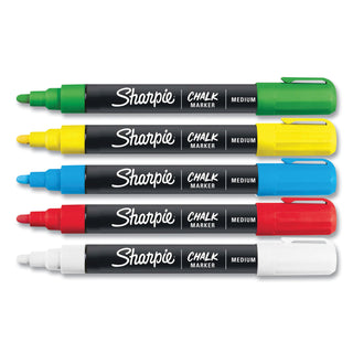 Sharpie® Wet-Erase Chalk Marker, Medium Bullet Tip, Assorted, 5/Pack (SAN2103011)
