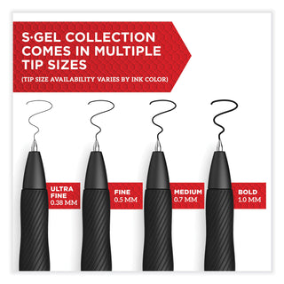 Sharpie® S-Gel™ S-Gel High-Performance Gel Pen, Retractable, Medium 0.7 mm, Assorted Ink Colors, Black Barrel, 4/Pack (SAN2096174)