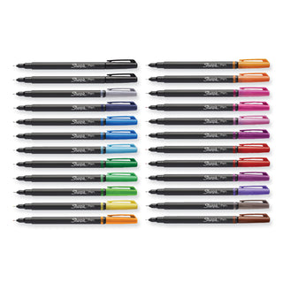 Sharpie® Art Pen Stick Porous Point Pen, Fine 0.5mm, Assorted Ink, Black Barrel, 24/Pack (SAN1983967)