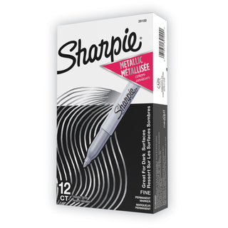 Sharpie® Metallic Fine Point Permanent Markers, Bullet Tip, Silver, Dozen (SAN39100)