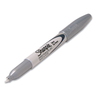 Sharpie® Metallic Fine Point Permanent Markers, Bullet Tip, Silver, Dozen (SAN39100)