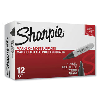Sharpie® Chisel Tip Permanent Marker, Medium, Black, Dozen (SAN38201)