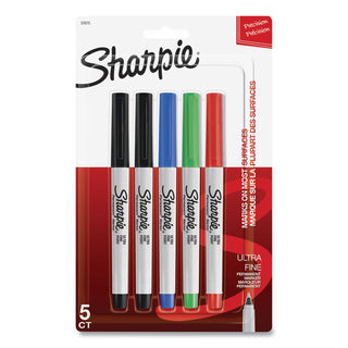Sharpie® Ultra Fine Tip Permanent Marker, Extra-Fine Needle Tip, Assorted Colors, 5/Set (SAN37675PP)