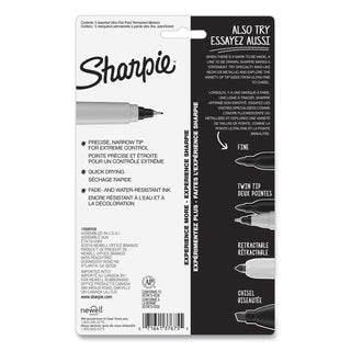 Sharpie® Ultra Fine Tip Permanent Marker, Extra-Fine Needle Tip, Assorted Colors, 5/Set (SAN37675PP)