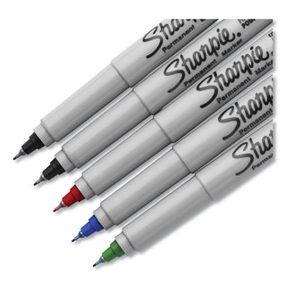 Sharpie® Ultra Fine Tip Permanent Marker, Extra-Fine Needle Tip, Assorted Colors, 5/Set (SAN37675PP)