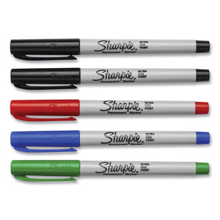 Sharpie® Ultra Fine Tip Permanent Marker, Extra-Fine Needle Tip, Assorted Colors, 5/Set (SAN37675PP)