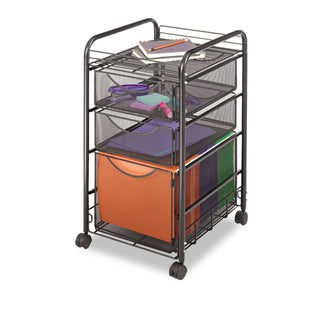 Safco® Onyx Mesh Mobile File With Two Supply Drawers, 15.75w x 17d x 27h, Black (SAF5213BL)