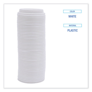 Boardwalk® Deerfield Hot Cup Lids, Fits 10 oz to 20 oz Cups, White, Plastic, 50/Pack, 20 Packs/Carton (BWKDEERHLIDW)