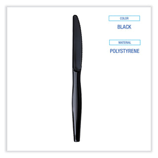 Boardwalk® Heavyweight Wrapped Polystyrene Cutlery, Knife, Black, 1,000/Carton (BWKKNIHWPSBIW)