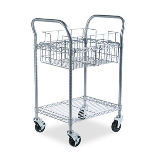 Safco® Wire Mail Cart, 600-lb Capacity, 18.75w x 26.75d x 38.5h, Metallic Gray (SAF5235GR)