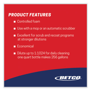 Betco® Daily Scrub SC Floor Cleaner, Characteristic Scent, 32 oz Bottle, 6/Carton (BET1884800)