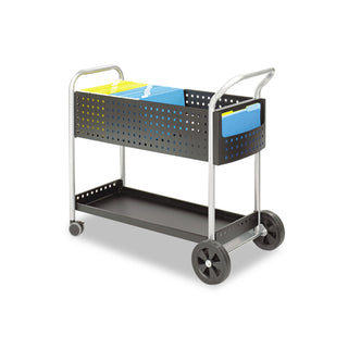 Safco® Scoot Mail Cart, One-Shelf, 22.5w x 39.5d x 40.75h, Black/Silver (SAF5239BL)