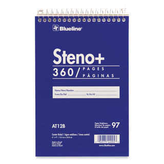 Blueline® High-Capacity Steno Pad, Medium/College Rule, Blue Cover, 180 White 6 x 9 Sheets (REDAT12B)
