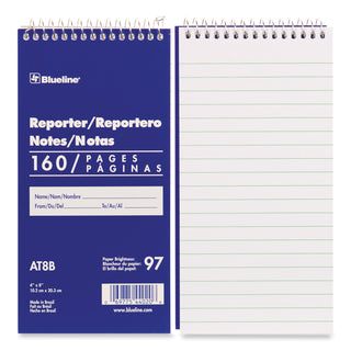 Blueline® Reporters Note Pad, Medium/College Rule, Blue Cover, 80 White 4 x 8 Sheets (REDAT8B)