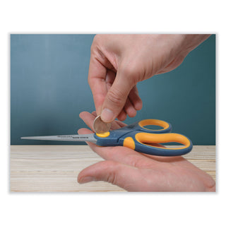 Westcott® Non-Stick Titanium Bonded Scissors, 8" Long, 3.25" Cut Length, Gray/Yellow Straight Handles, 3/Pack (ACM15454)
